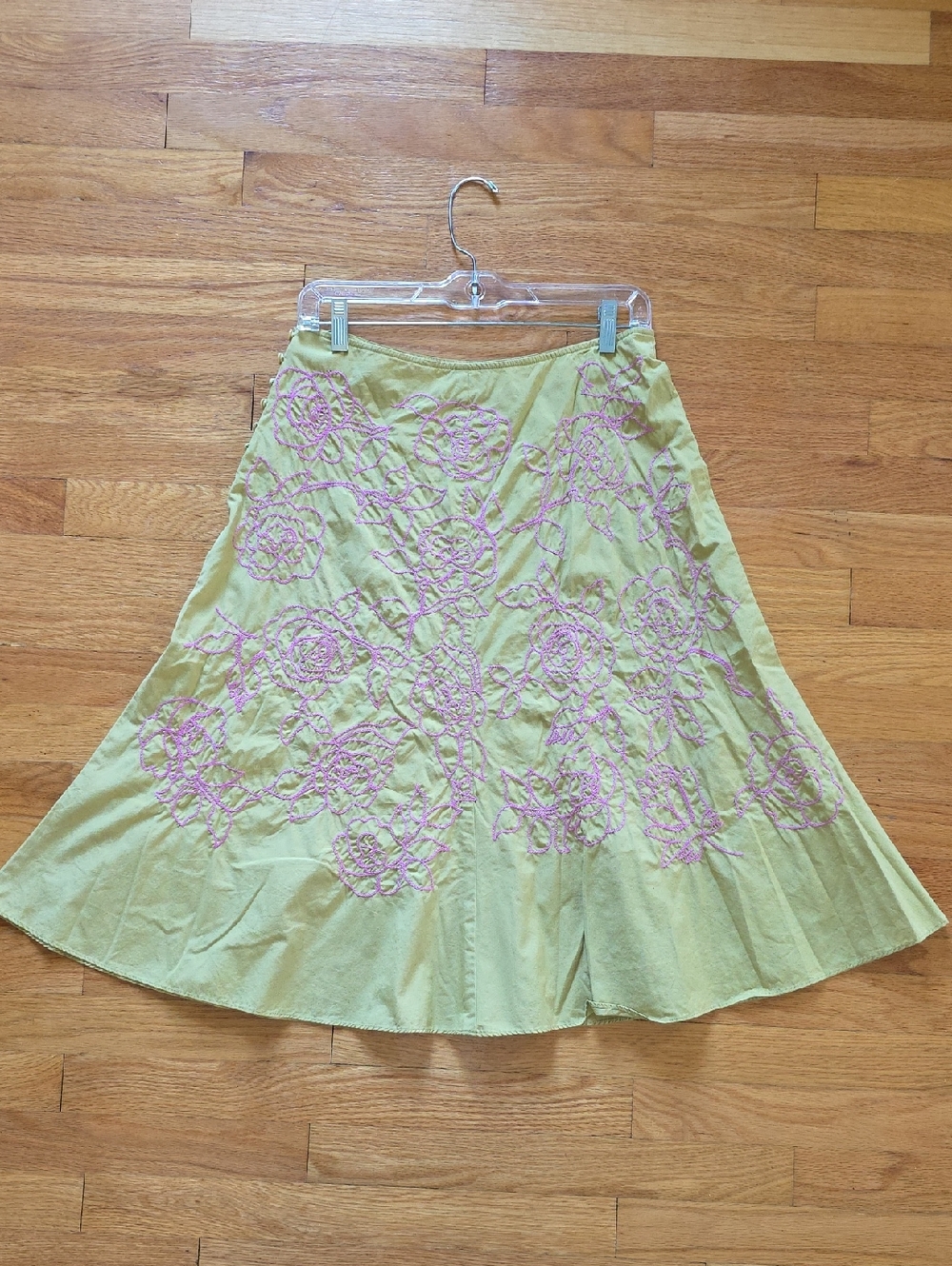J. Jill A-Line Skirt Womens Size 8 Y2k Vintage Boho Fairy Green Pink Embroidery - Picture 5 of 10